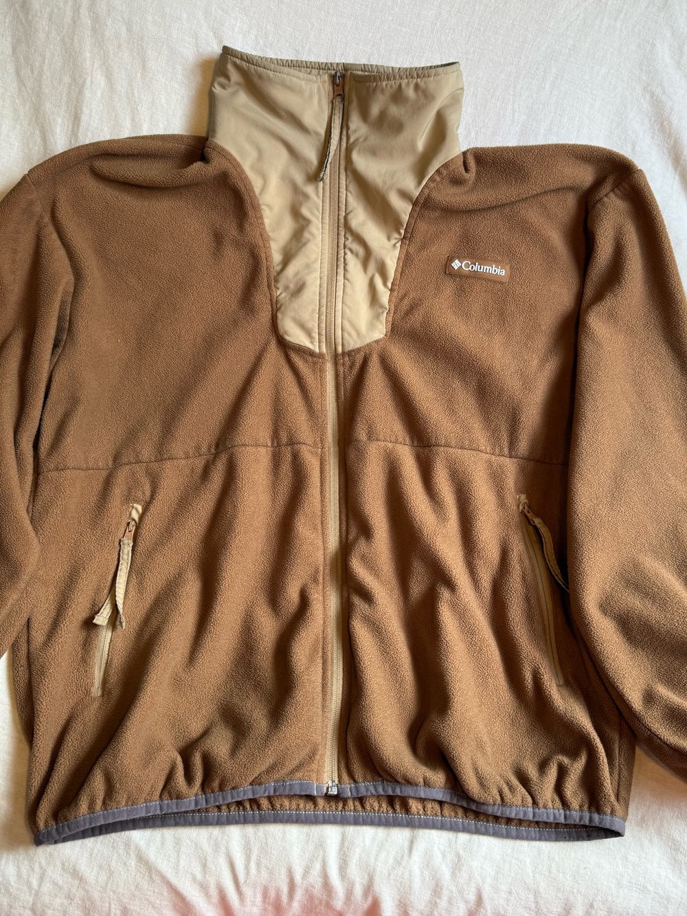 Columbia Two-Tone Brown and Tan Fleece Jacket